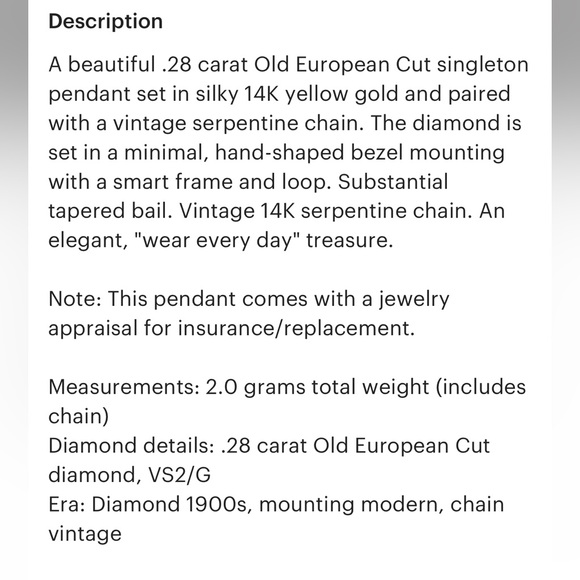 .28 Carat Old European Cut Diamond Pendant - Picture 7 of 9